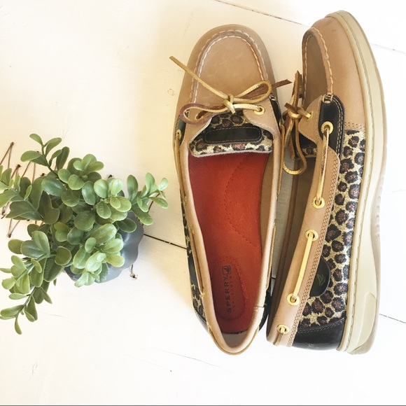 Sperry Shoes - SPERRY sparkle leopard print boat shoes sz 10
